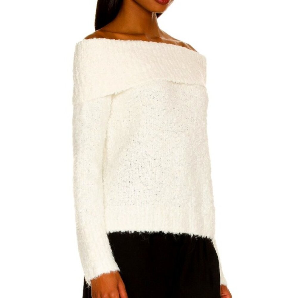 Cinq à Sept 'Leya' Off-The-Shoulder Fuzzy-Knit Sweater, Ivory